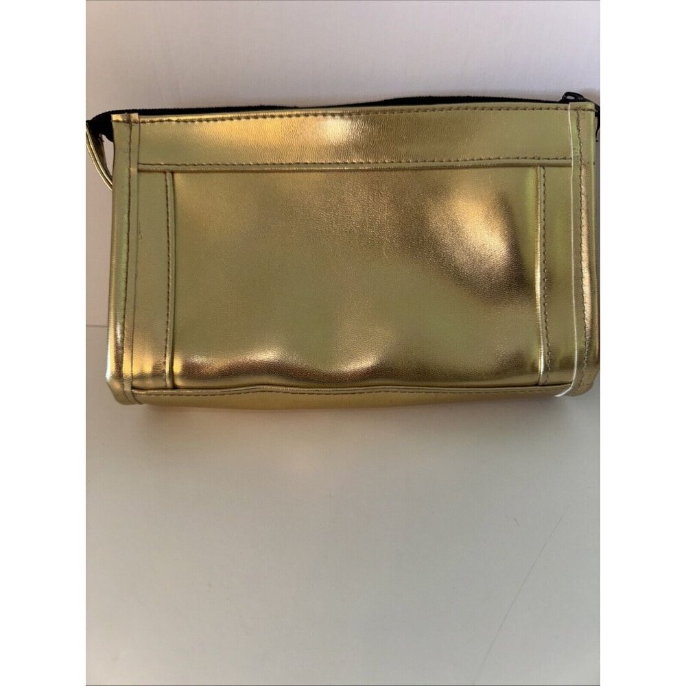 Harrods of London Gold Logo Make Up Bag Cosmetic Pouch Zip Purse 9x5x2.5 VGUC - Picture 3 of 7